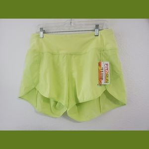 Fit2Run NWT Lime Green Running Shorts Sz Large
